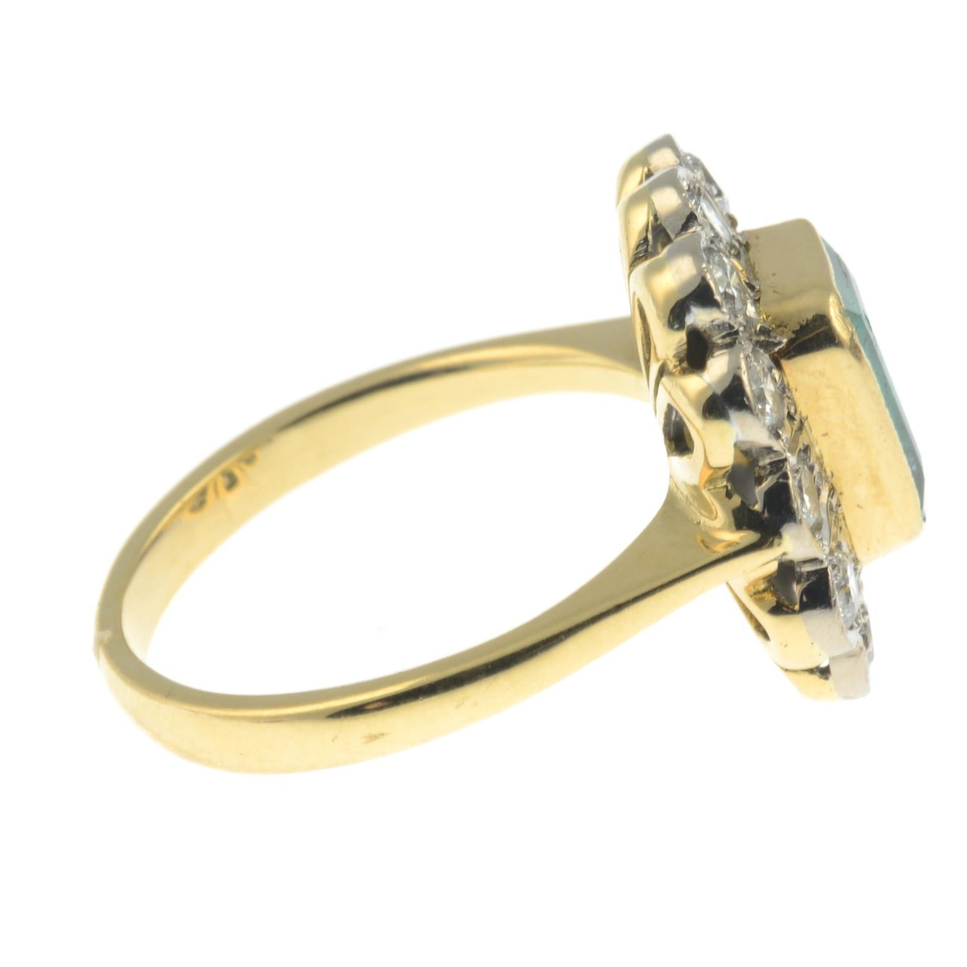 An 18ct gold emerald and diamond cluster ring. - Image 4 of 5