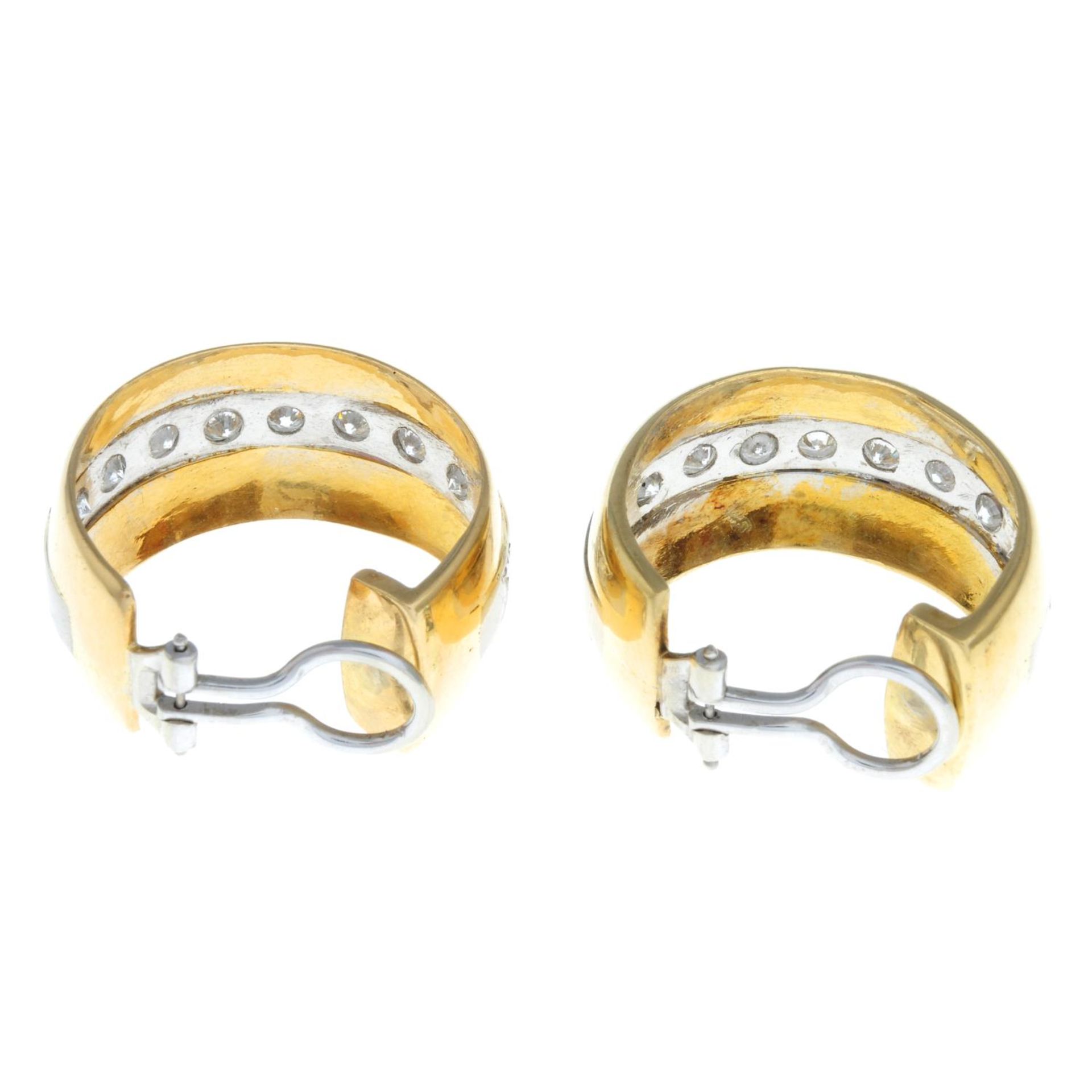 A pair of brilliant-cut diamond hoop earrings.Estimated total diamond weight 1.60cts, - Image 3 of 3