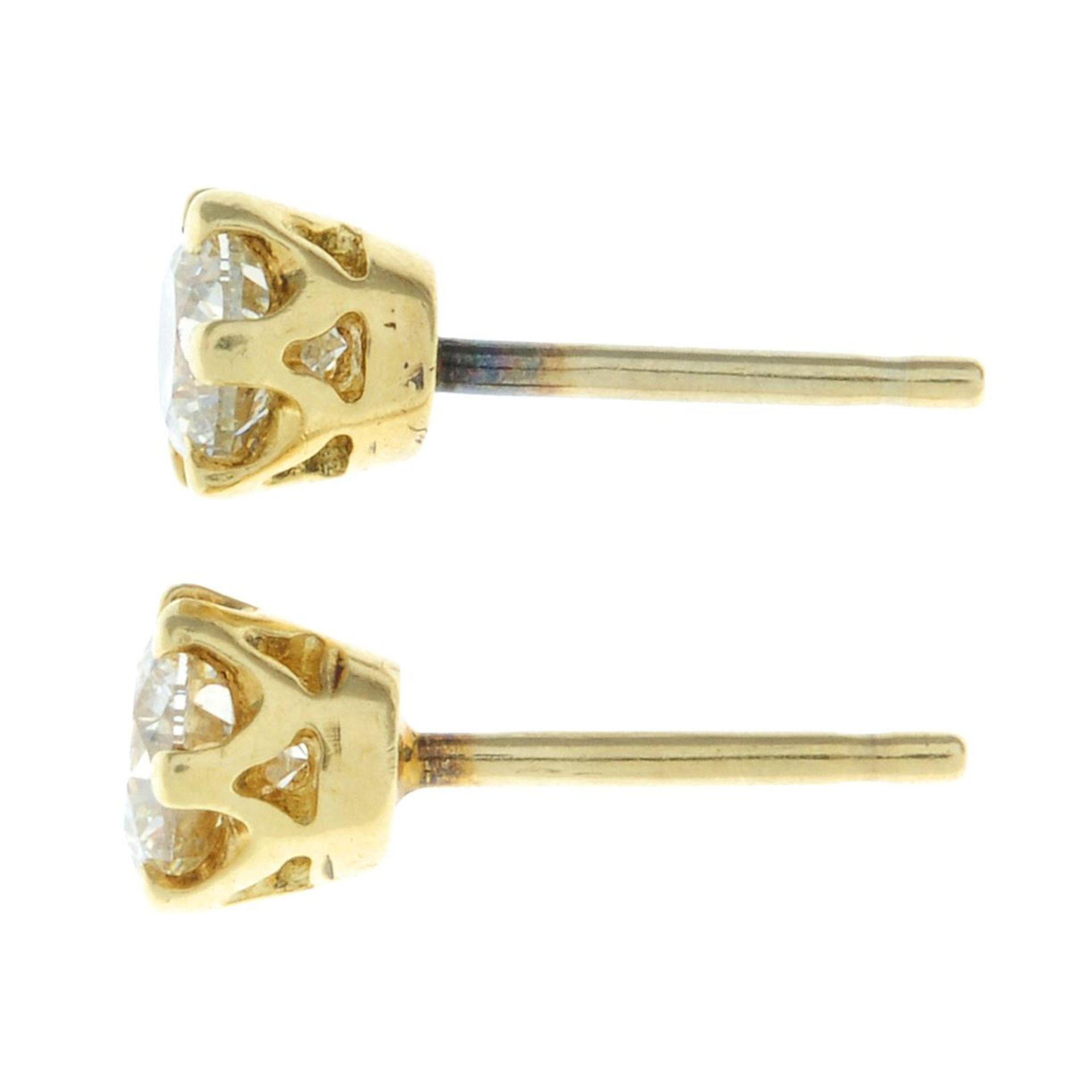 A pair of 18ct gold brilliant-cut diamond earrings.Estimated total diamond weight 1.10cts, - Image 2 of 2