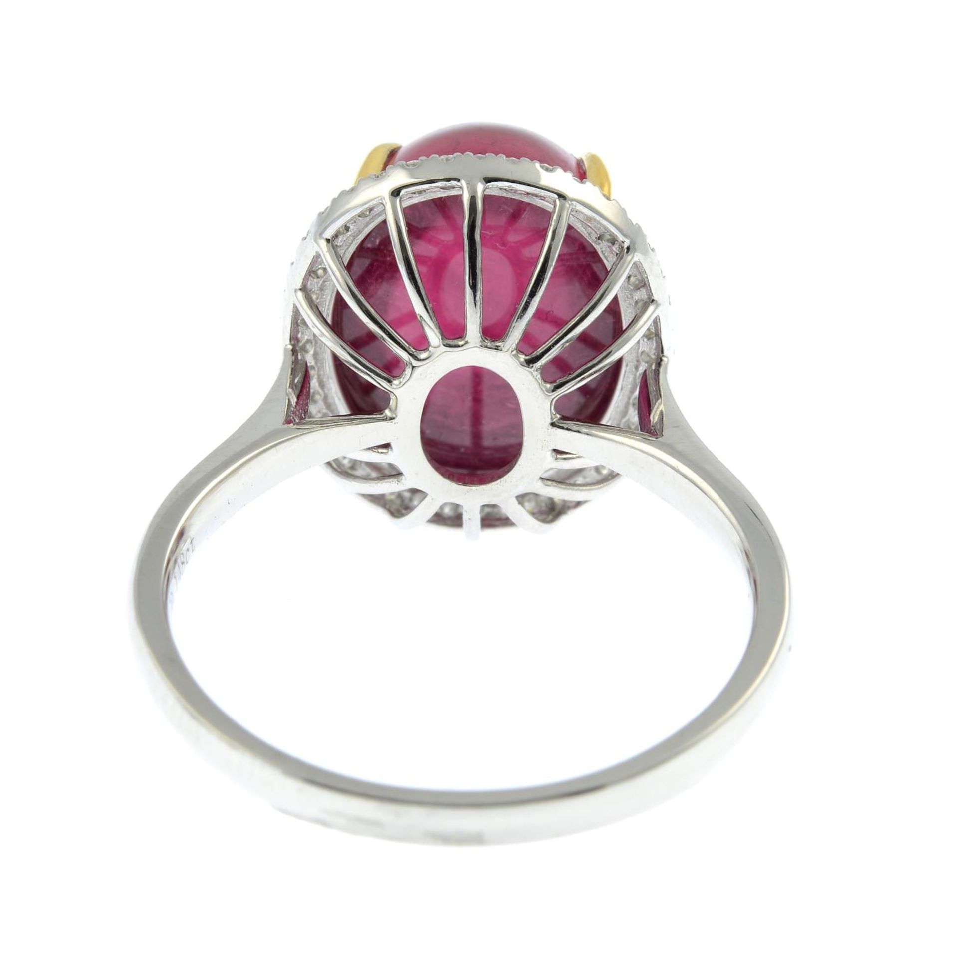 A pink tourmaline and brilliant-cut diamond cluster ring.Tourmaline weight 8.10cts, - Image 3 of 3