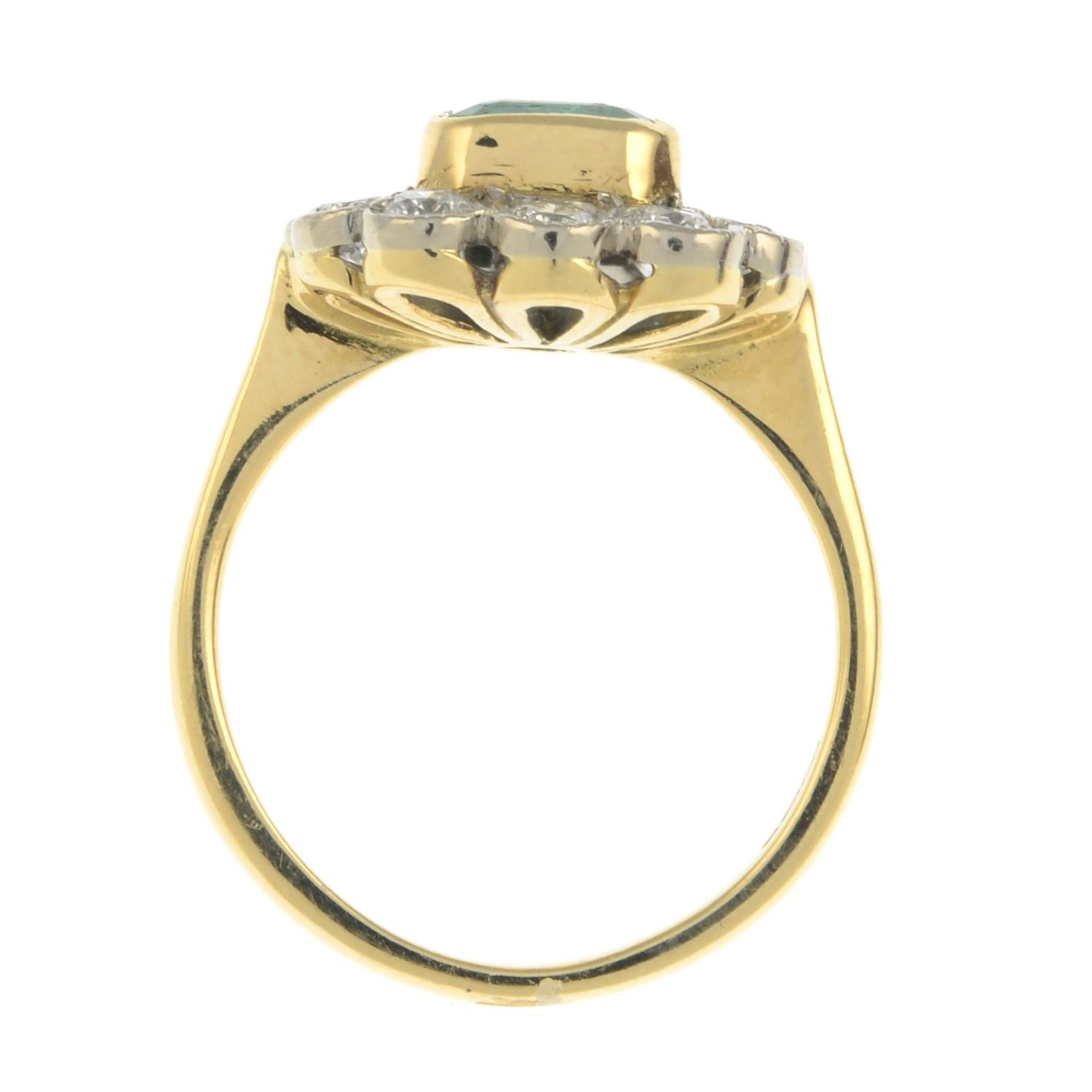 An 18ct gold emerald and diamond cluster ring. - Image 5 of 5