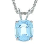 A platinum aquamarine single-stone pendant,