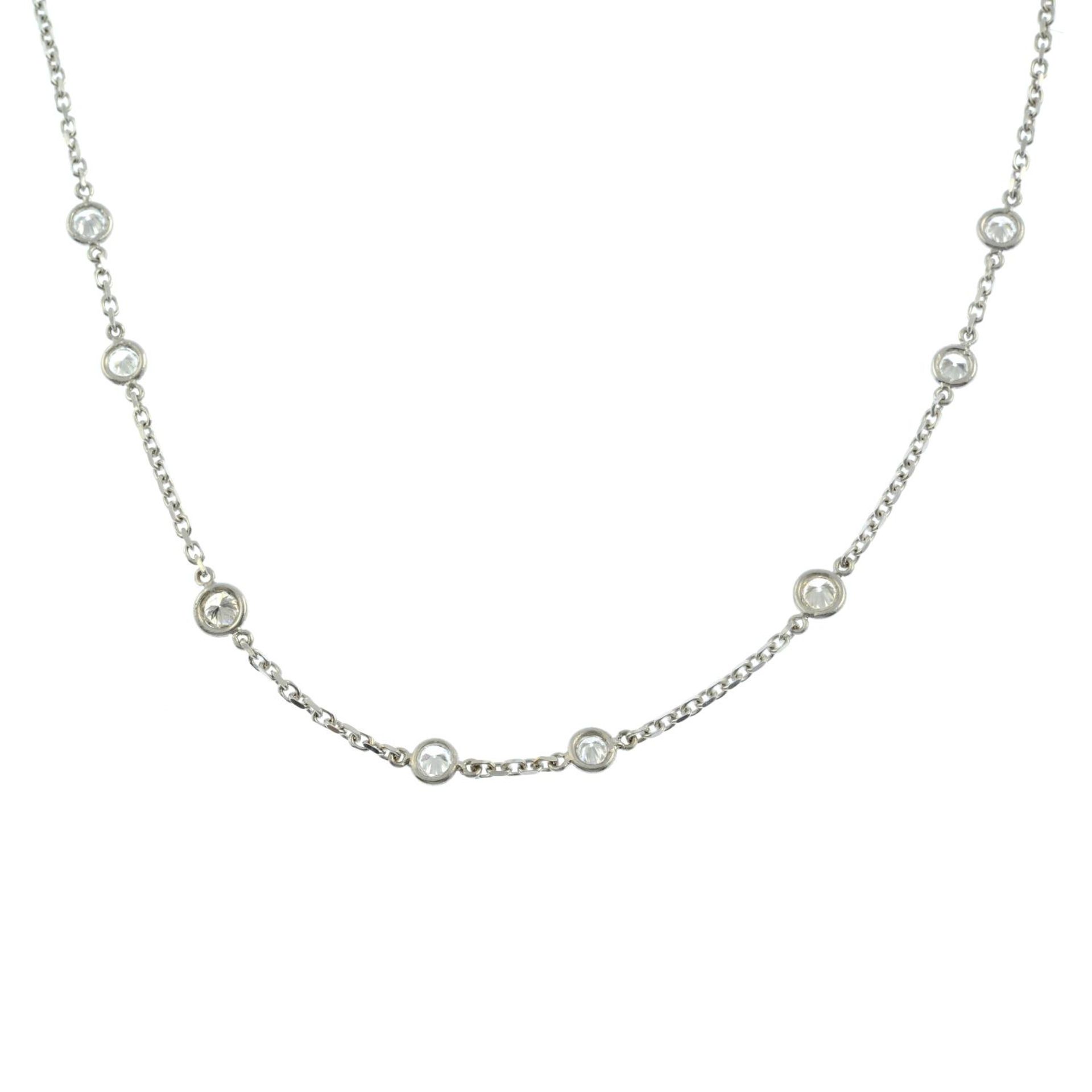 An 18ct gold brilliant-cut diamond necklace.Estimated total diamond weight 0.60ct.Hallmarks for - Bild 3 aus 3