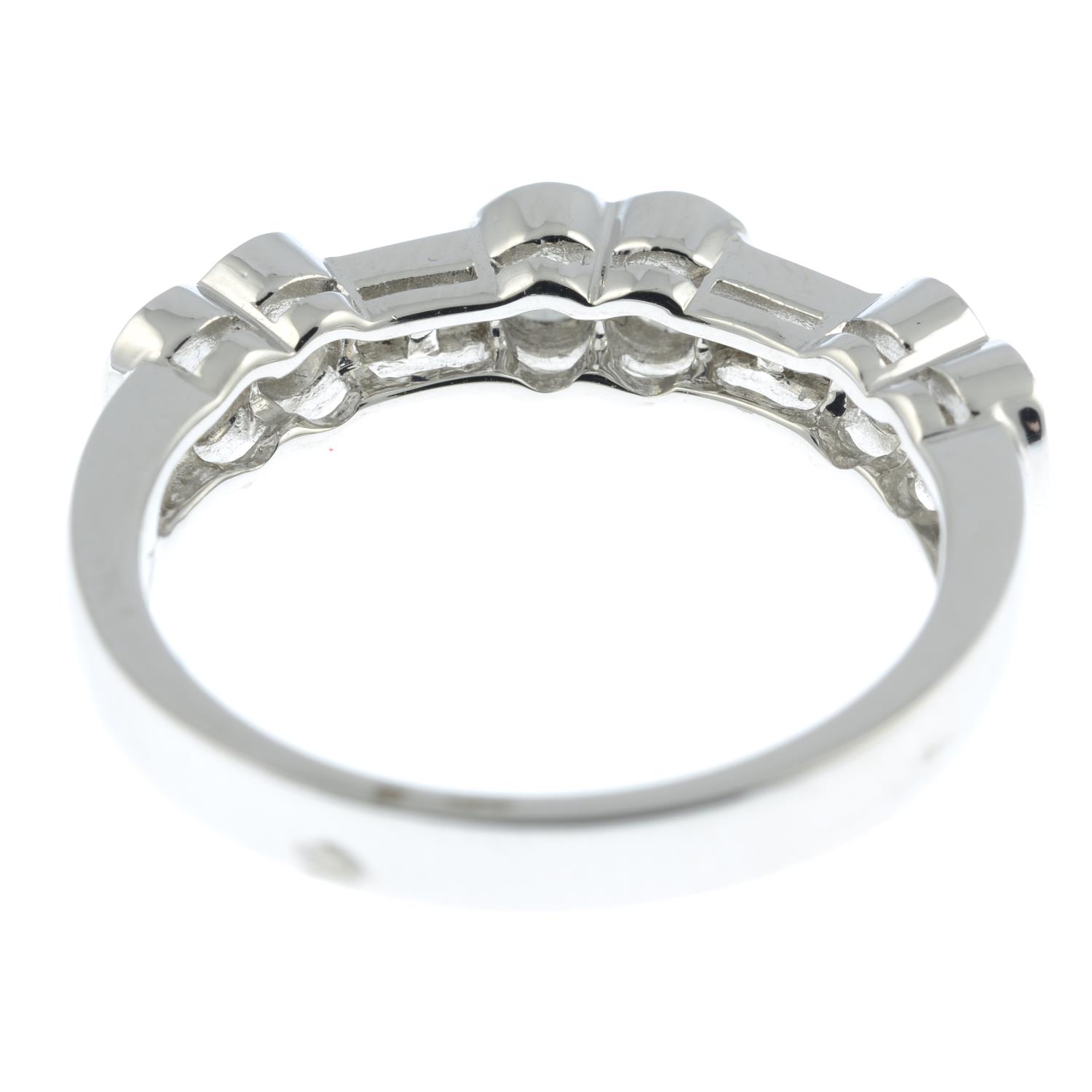 A brilliant-cut and square-shape diamond half eternity ring.Total diamond weight 0.76ct.Stamped - Image 3 of 3