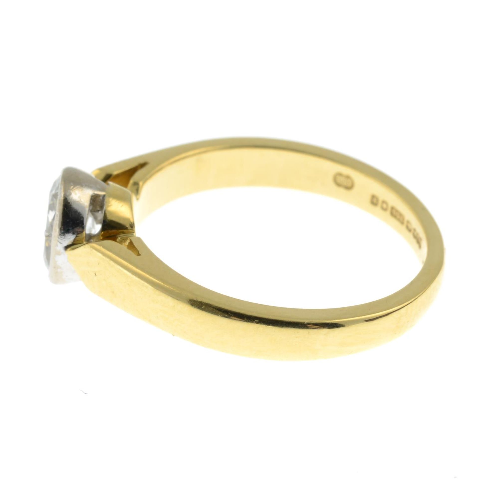 An 18ct gold oval-shape diamond single-stone ring.Estimated diamond weight 0.50ct, - Image 2 of 3