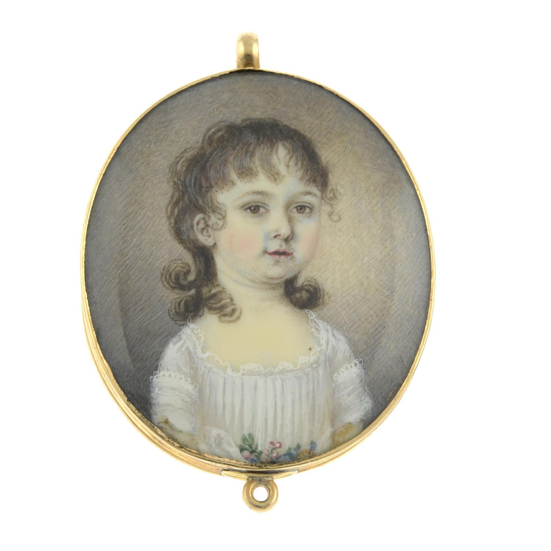 A late Georgian portrait miniature pendant, - Bild 2 aus 2