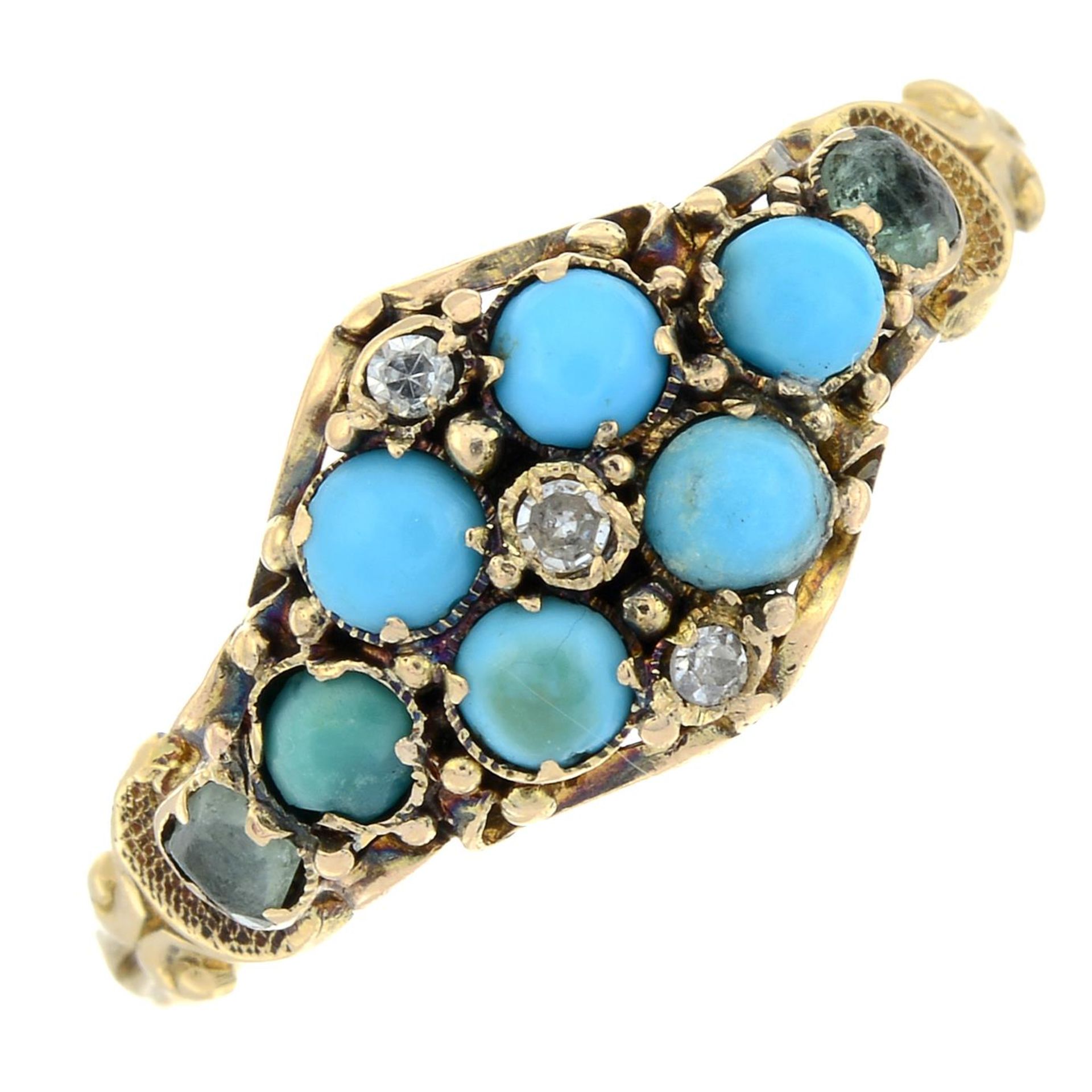 A mid Victorian 18ct gold turquoise ring,