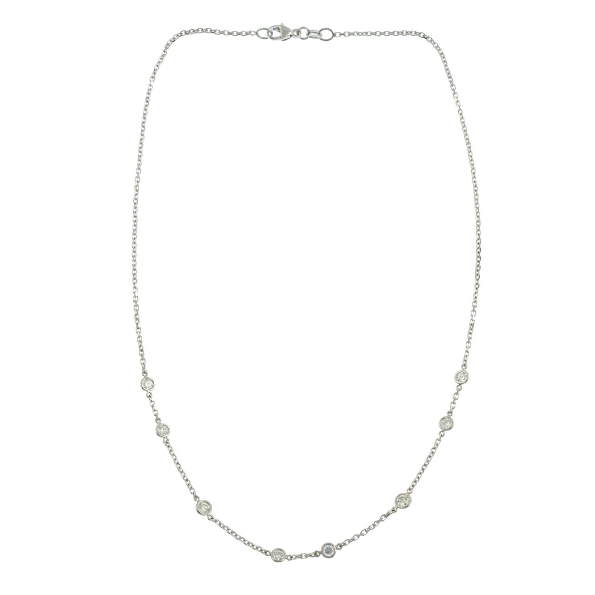 An 18ct gold brilliant-cut diamond necklace.Estimated total diamond weight 0.60ct.Hallmarks for - Bild 2 aus 3