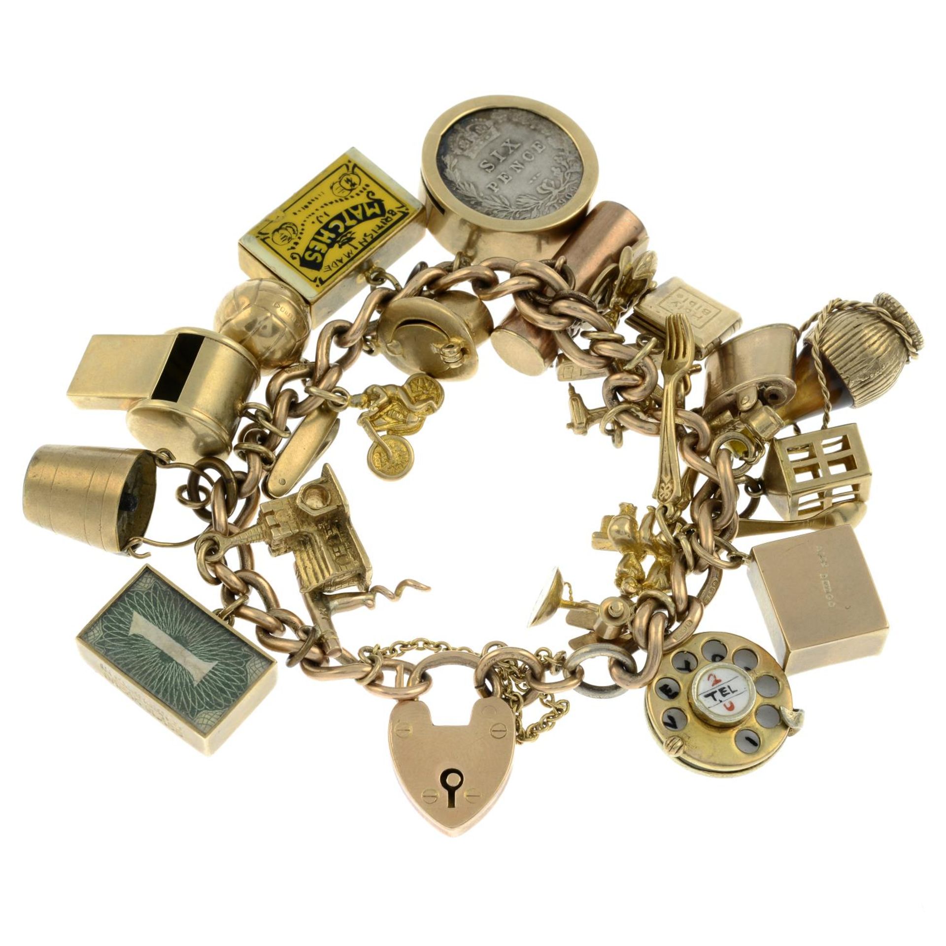 An Edwardian 9ct gold charm bracelets,