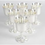 A matched set of six modern silver goblets,