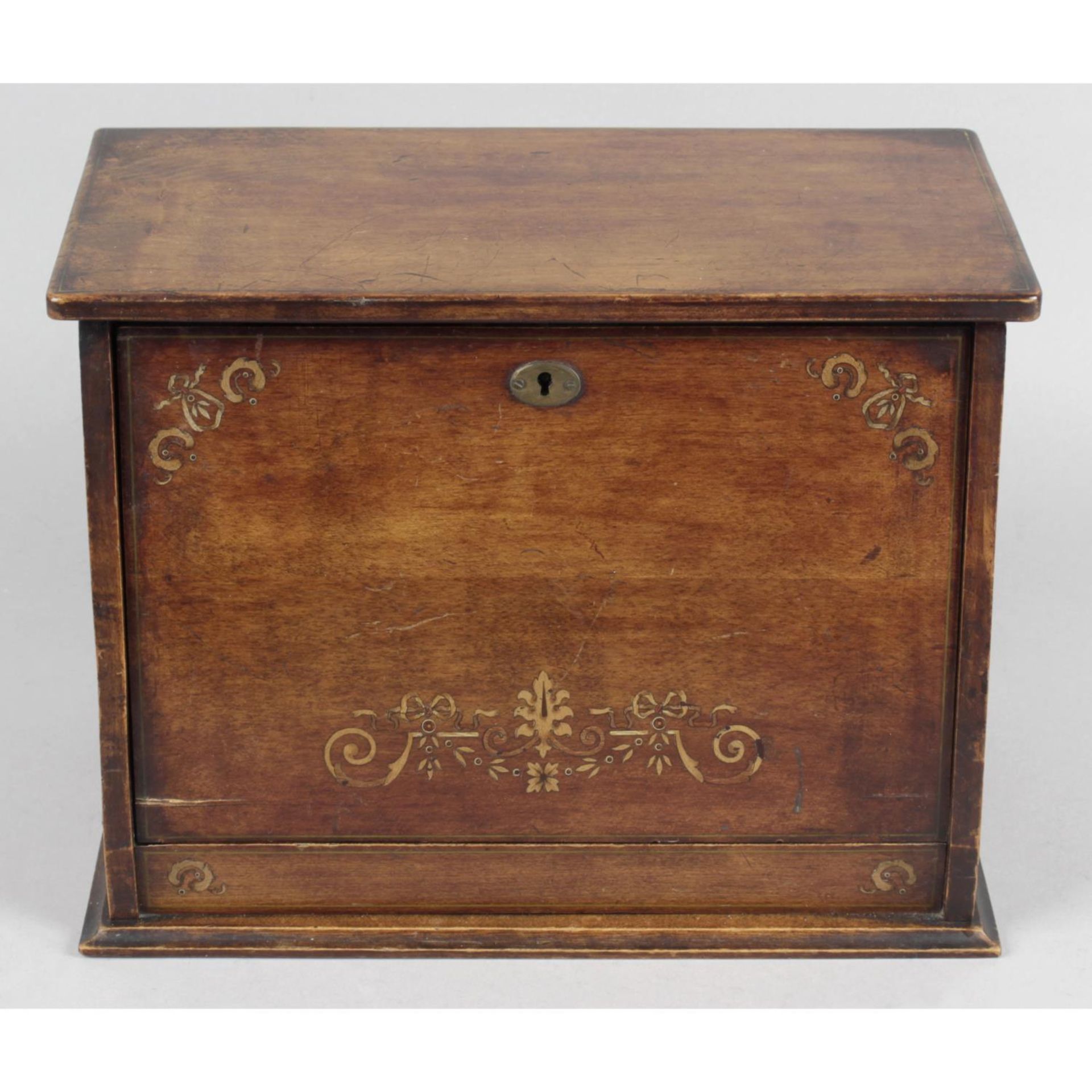 A collection of assorted items to include an early twentieth century stained wooden stationary box,