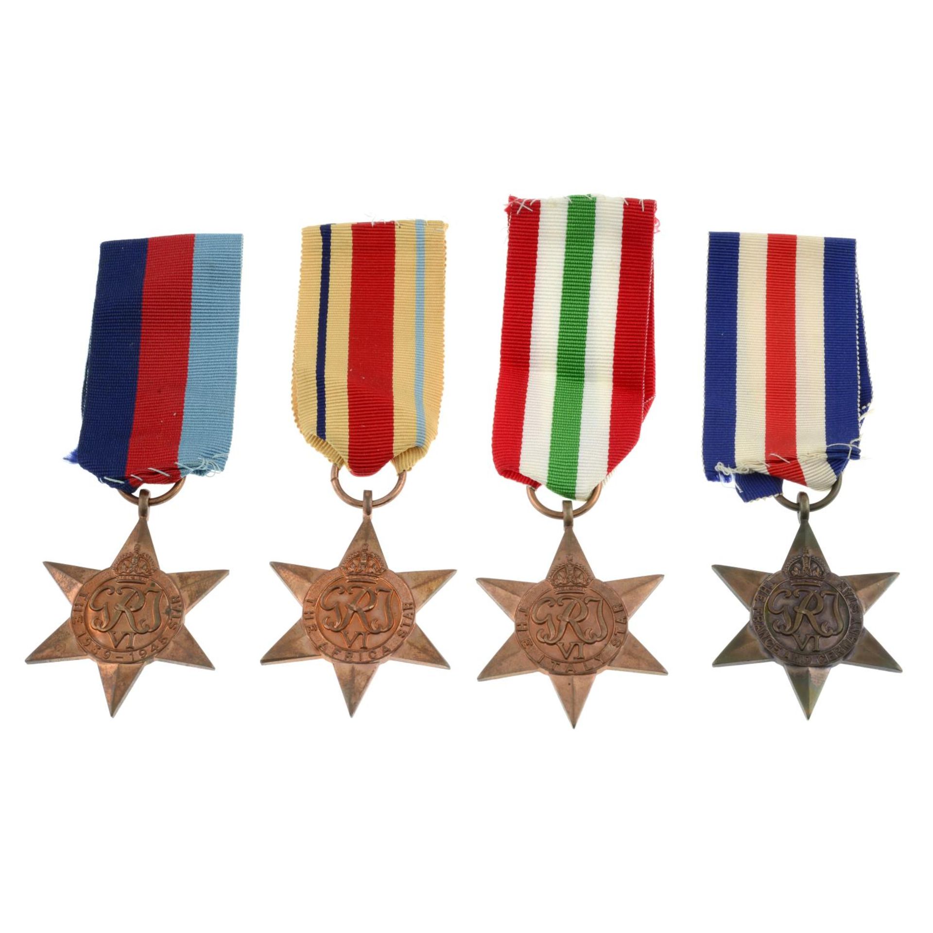 A selection of eight WWII medals comprising 1939-45 Star,