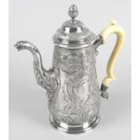 A George II silver coffee pot,