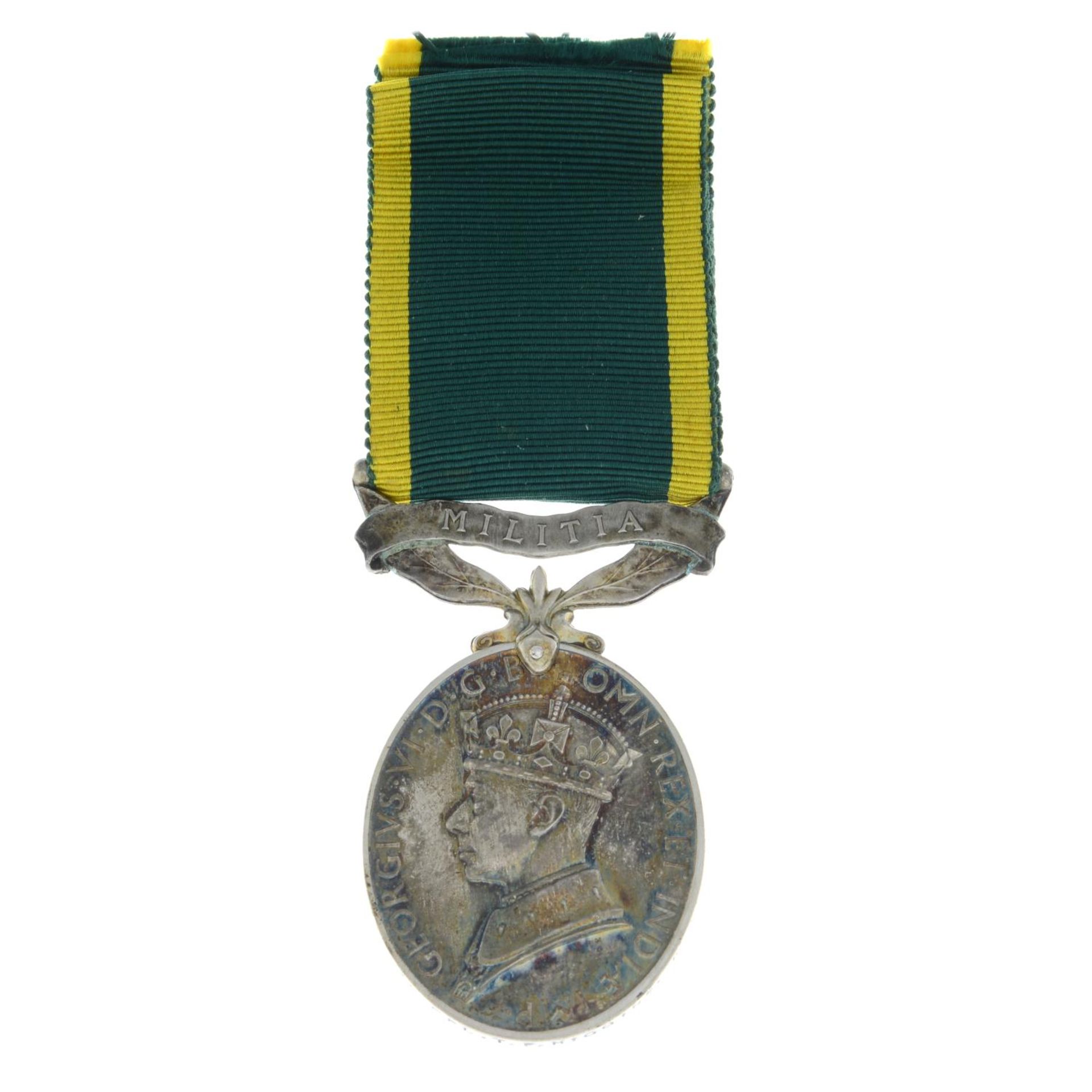 Efficiency Medal, with Militia bar, named to '2326036 Cpl.