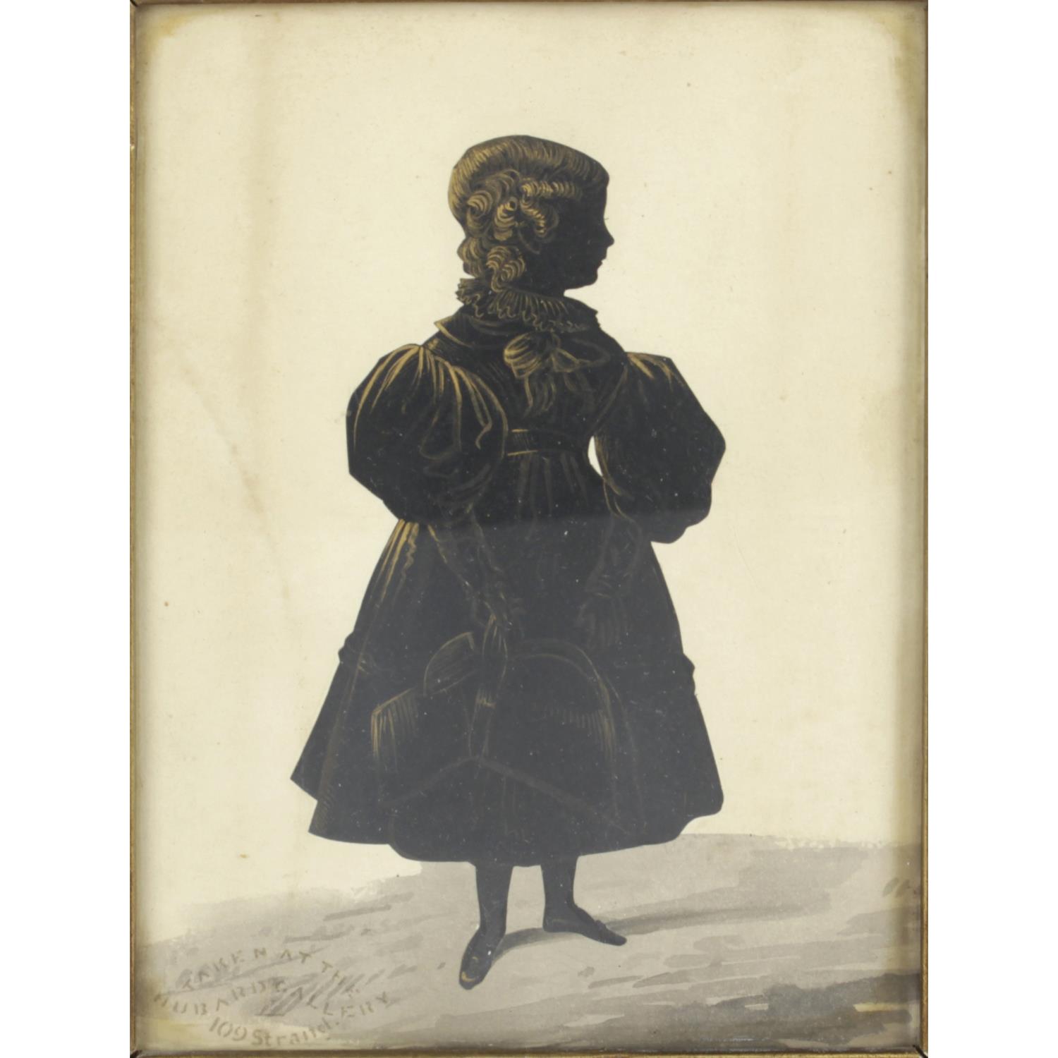 A 19th century painted full-length portrait silhouette,