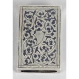 A late 19th century Russian silver and niello matchbox cover,