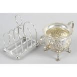 A George V small silver toast rack,