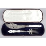 A cased pair of Victorian silver fish servers,