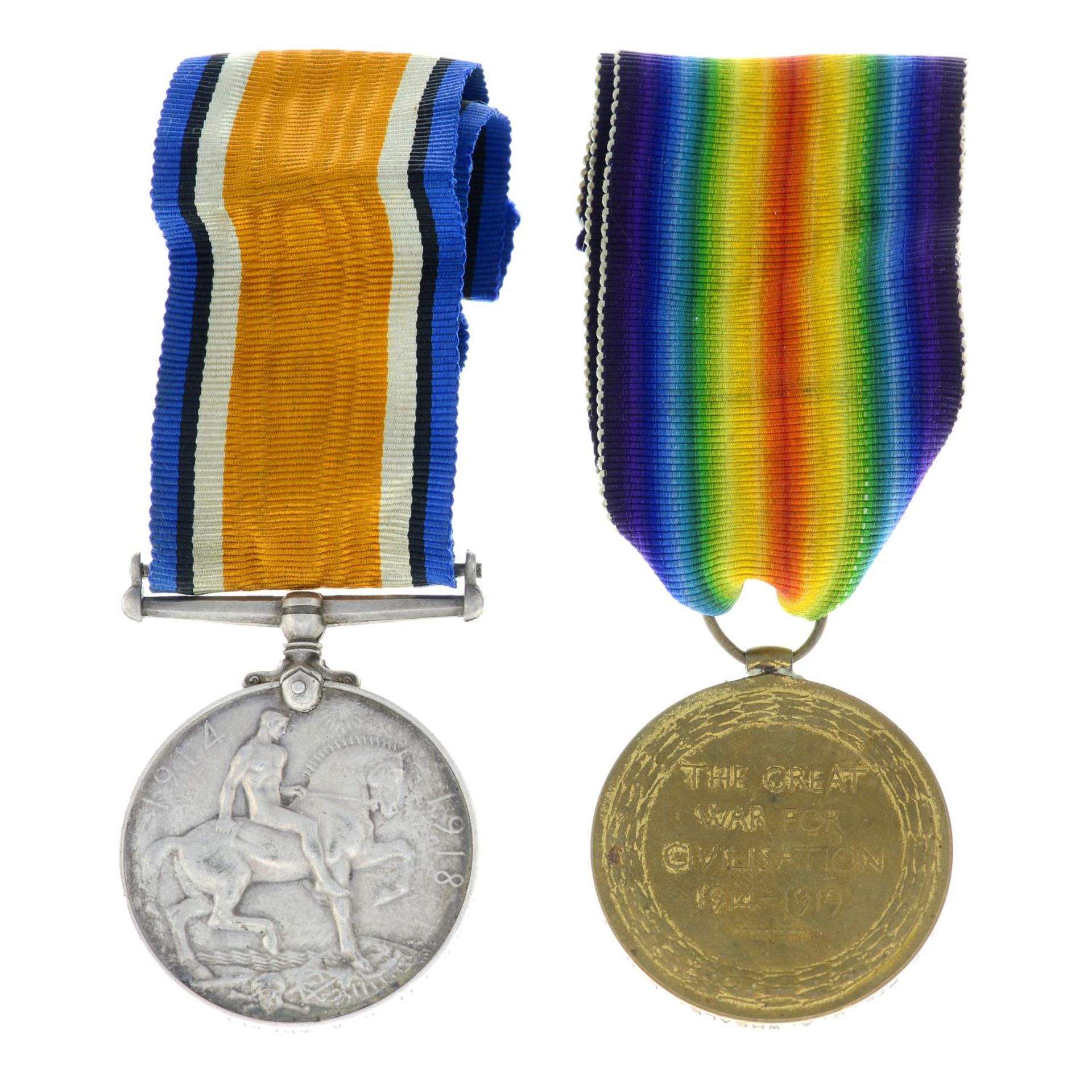 Great War pair, British War Medal 1914-20 and Victory Medal, named to '243308 Pte. - Bild 2 aus 2