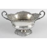 A late Victorian silver twin-handled pedestal bowl,