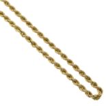 A 9ct gold rope-twist necklace.Import marks for Sheffield, 1981.Length 41cms.