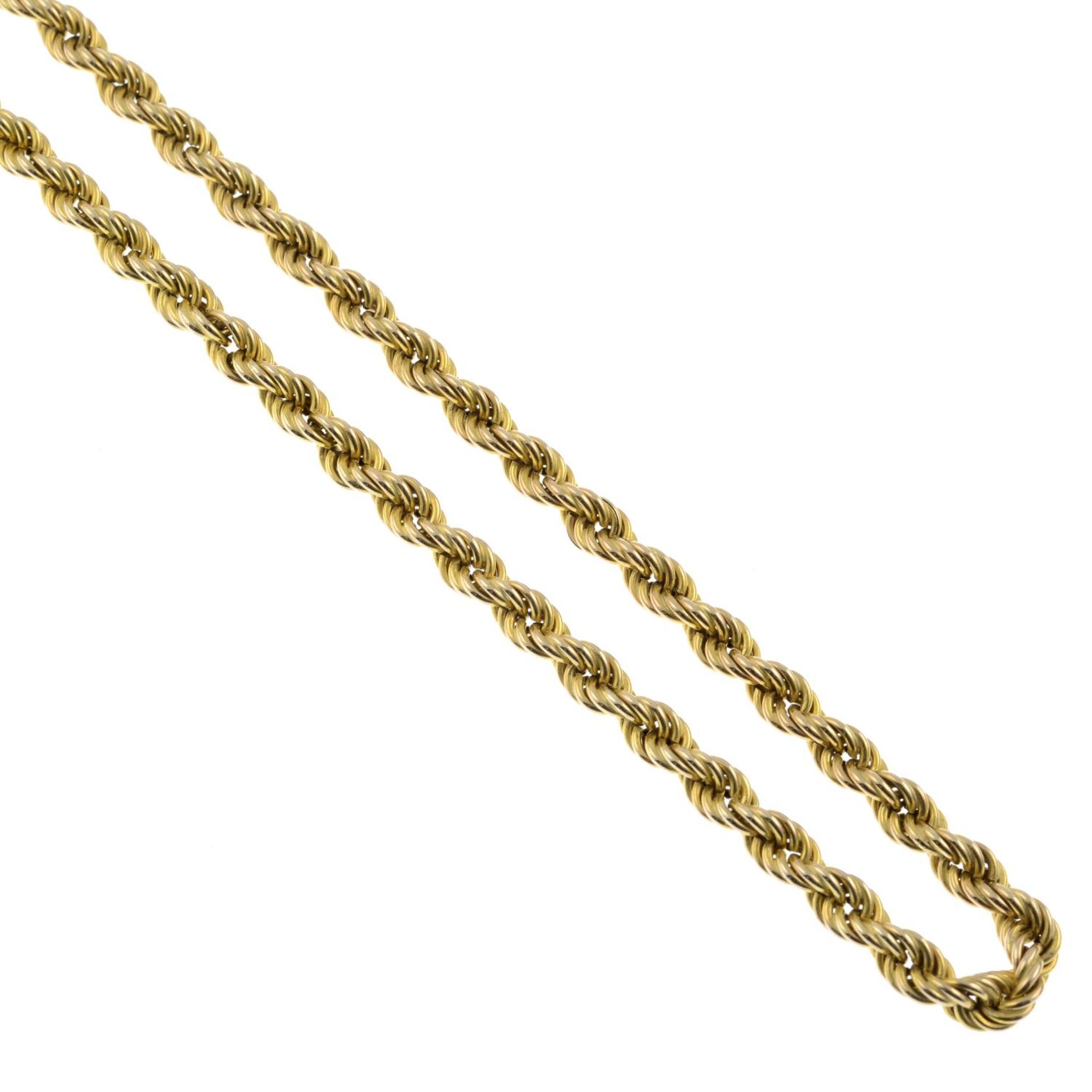 A 9ct gold rope-twist necklace.Import marks for Sheffield, 1981.Length 41cms.