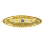 An Edwardian 15ct gold sapphire and diamond brooch,