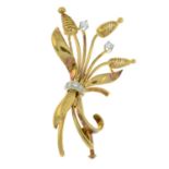 A diamond floral spray brooch.Estimated total diamond weight 0.20ct.