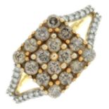 A 9ct gold brilliant-cut diamond cluster ring.Estimated total diamond weight 1ct.Hallmarks for