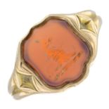 A gentleman's mid Victorian 15ct gold sardonyx intaglio signet ring.