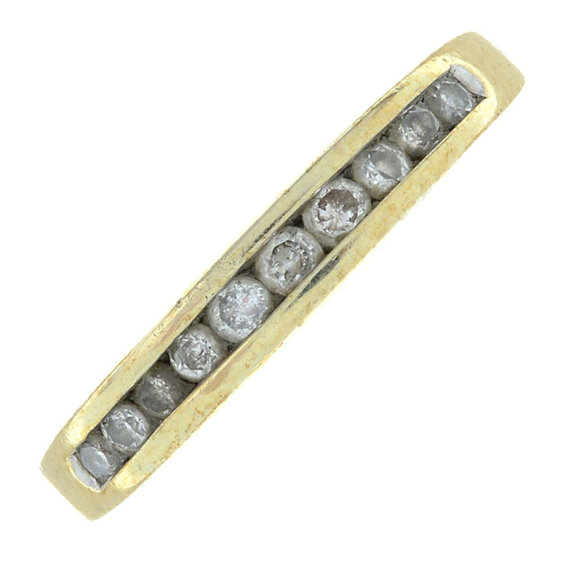 A 9ct gold diamond half eternity ring.Estimated total diamond weight 0.20ct.