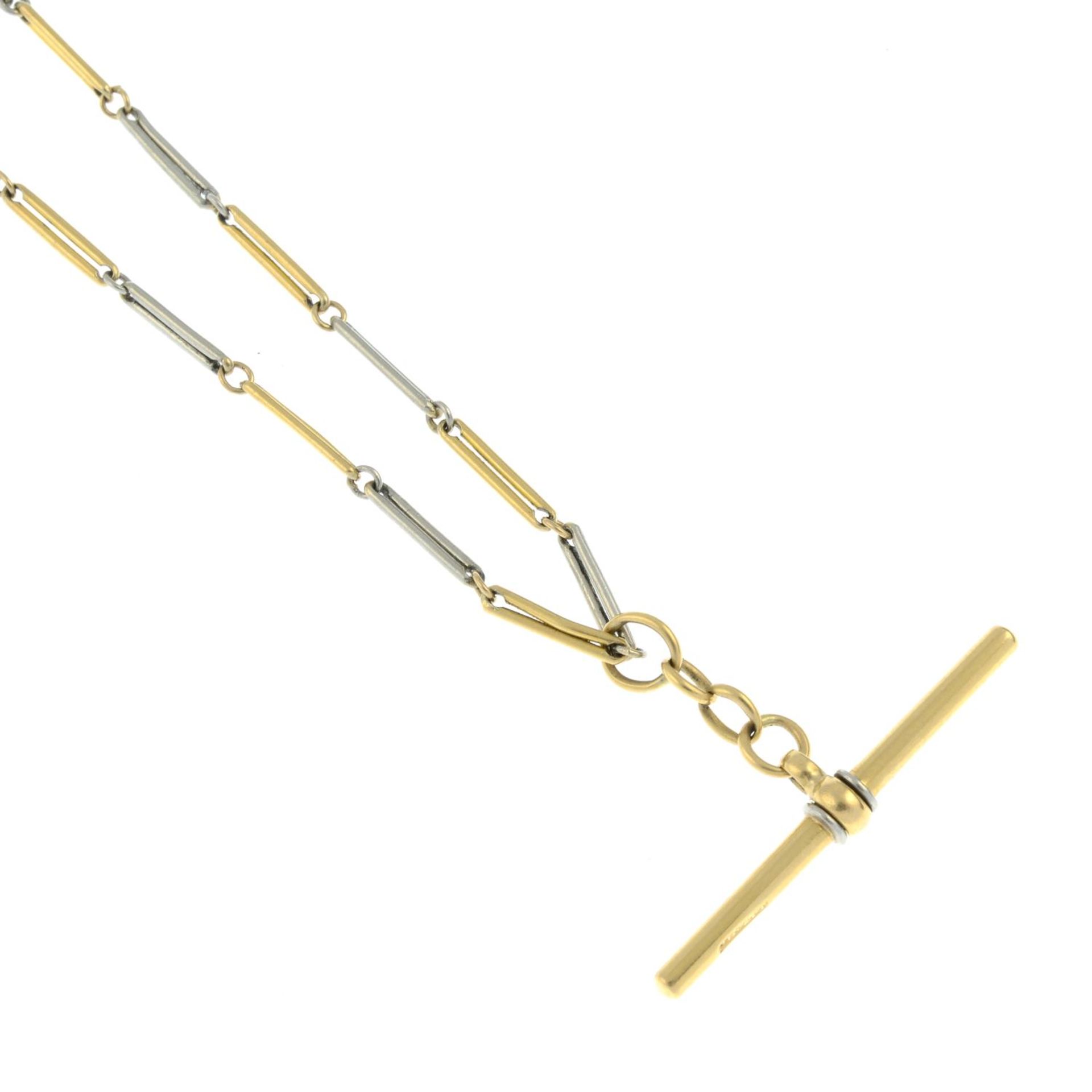 An early 20th century 18ct gold and platinum bi-colour fancy-link chain,