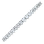 A platinum diamond half eternity ring.Estimated total diamond weight 0.20ct.