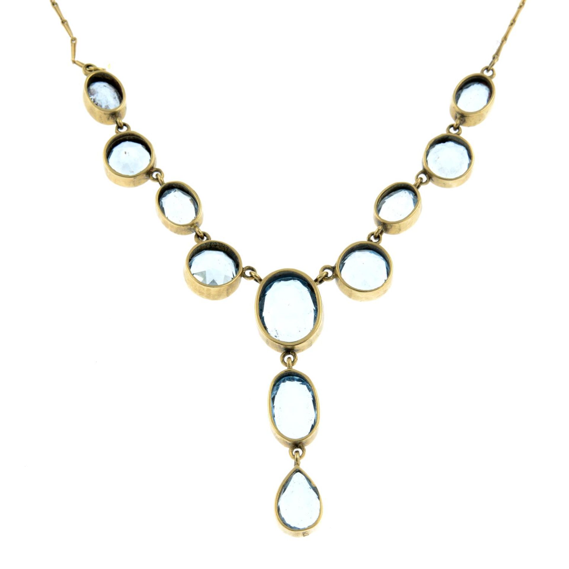 A 9ct gold blue topaz necklace.Hallmarks for Birmingham.Length 45cms. - Bild 2 aus 3