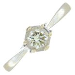 An 18ct gold brilliant-cut diamond single-stone ring.Diamond weight 0.50ct,