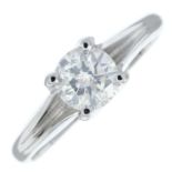 A brilliant-cut diamond single-stone ring.Diamond estimated weight 0.70ct,