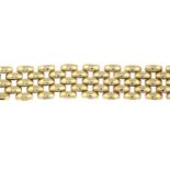 A 9ct gold brick-link bracelet.Hallmarks for 9ct gold.