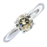 A brilliant-cut diamond single-stone ring.Diamond estimated weight 0.90ct,