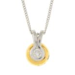 An 18ct gold brilliant-cut diamond bi-colour pendant,