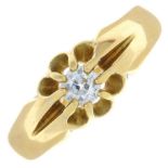 A 14ct gold old-cut diamond single-stone ring.