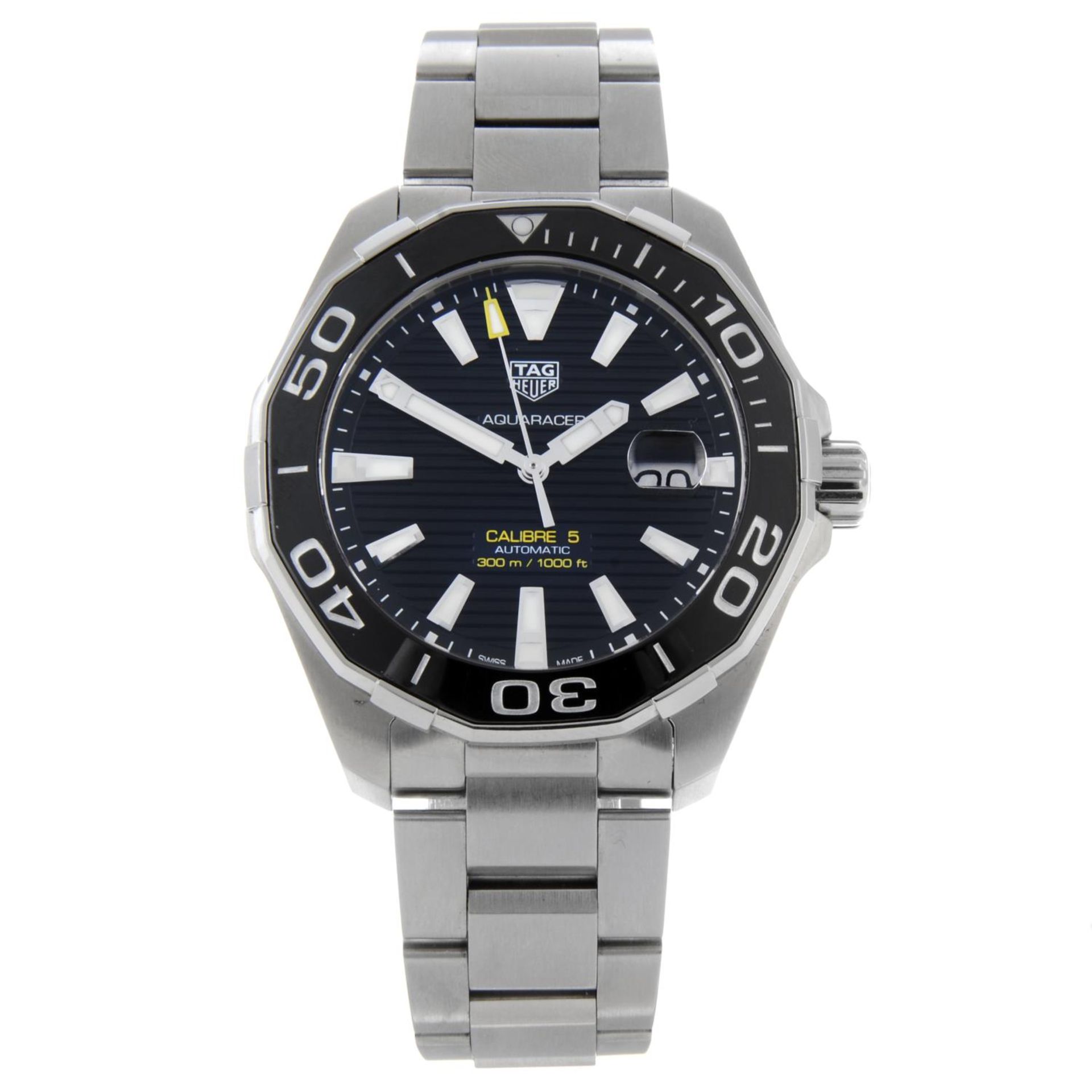 CURRENT MODEL: TAG HEUER - a Aquaracer Calibre 5 bracelet watch.