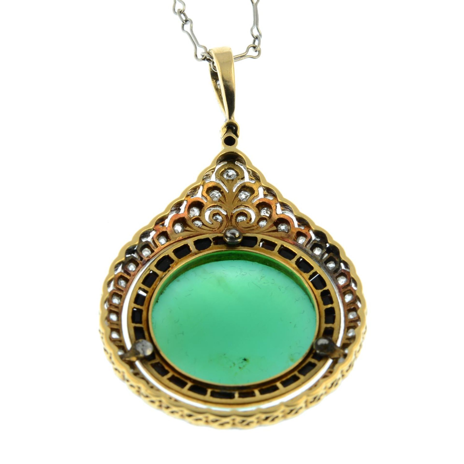 An early 20th century platinum and 18ct gold chalcedony cabochon, - Image 4 of 5