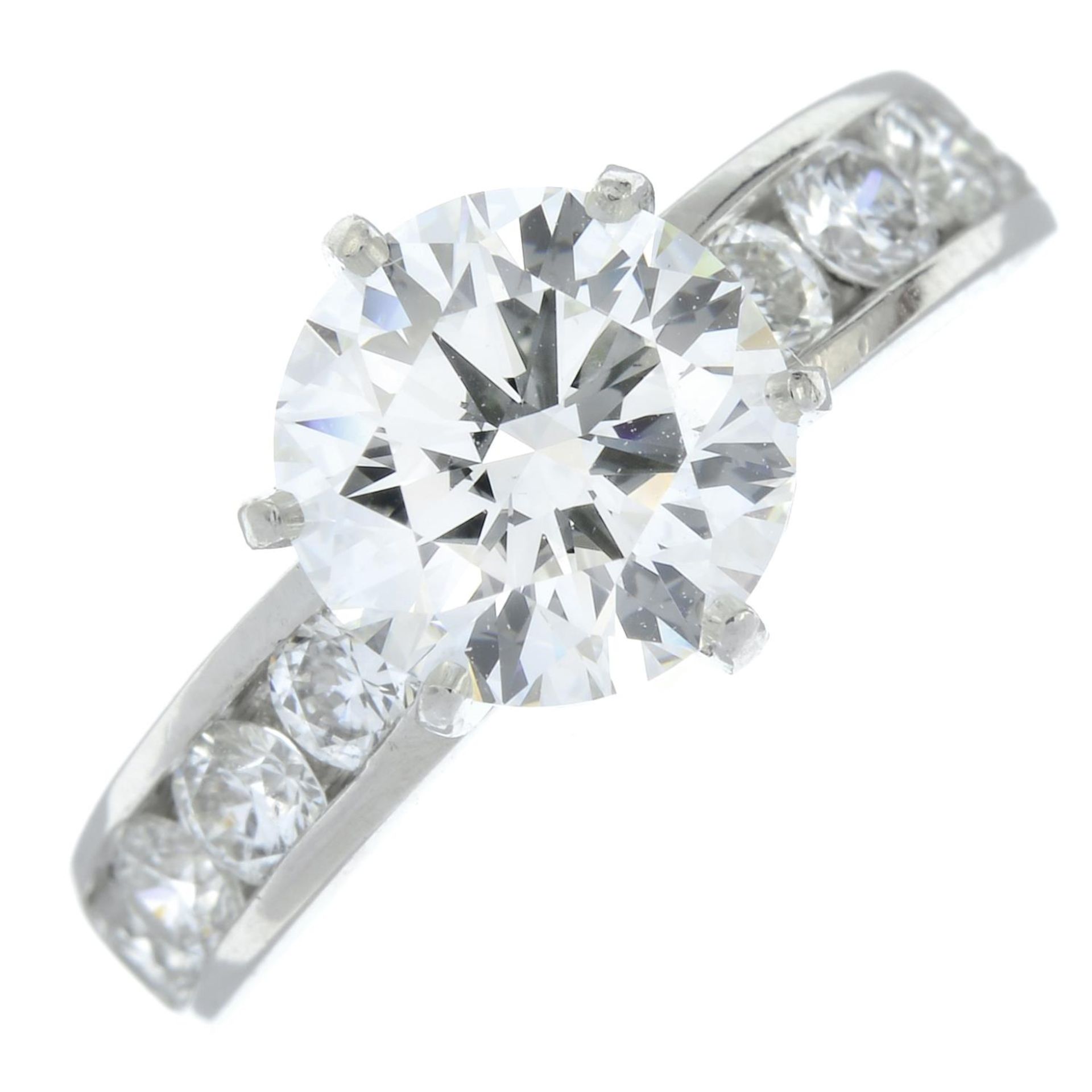A platinum brilliant-cut diamond single-stone ring, - Image 2 of 7