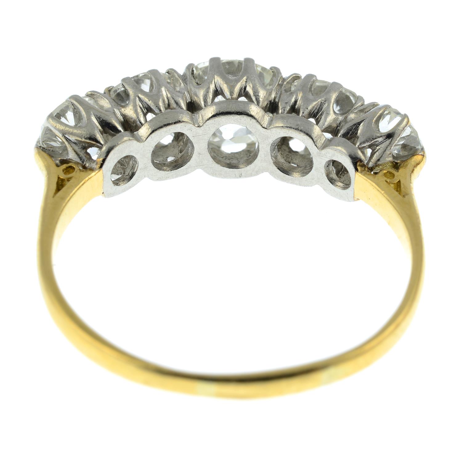 An 18ct gold graduated old-cut diamond five-stone ring.Estimated total diamond weight 4cts, - Image 5 of 6