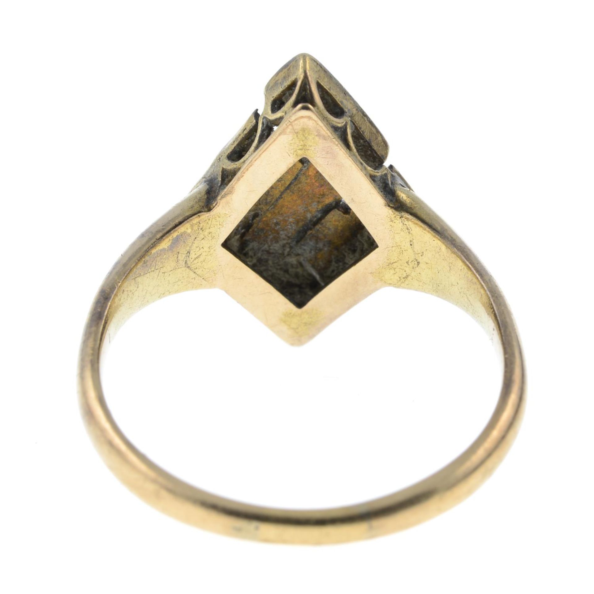 A late Victorian 15ct gold turquoise and split pearl ring.Ring size P. - Image 5 of 6