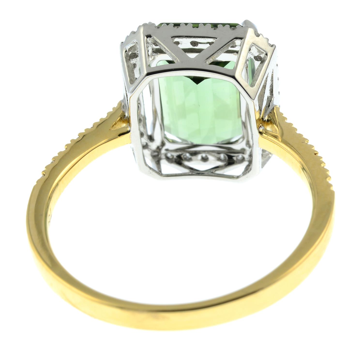 An 18ct gold green tourmaline and brilliant-cut diamond ring.Tourmaline weight 3.37cts.Total - Image 5 of 6