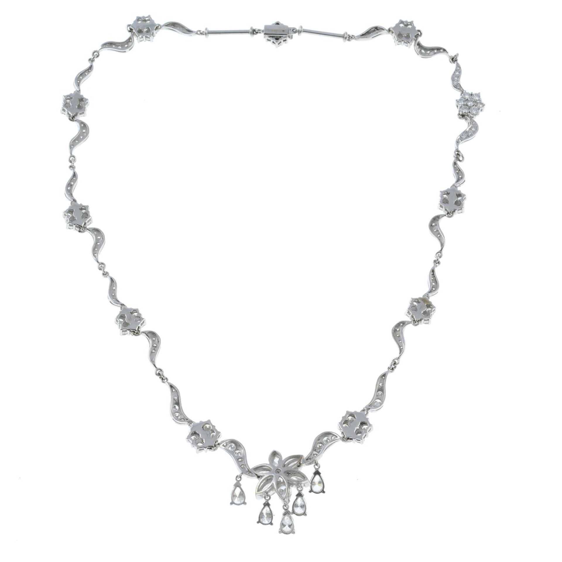 An 18ct gold vari-cut diamond floral necklace.Estimated total diamond weight 8.50 to 9cts, - Image 5 of 5