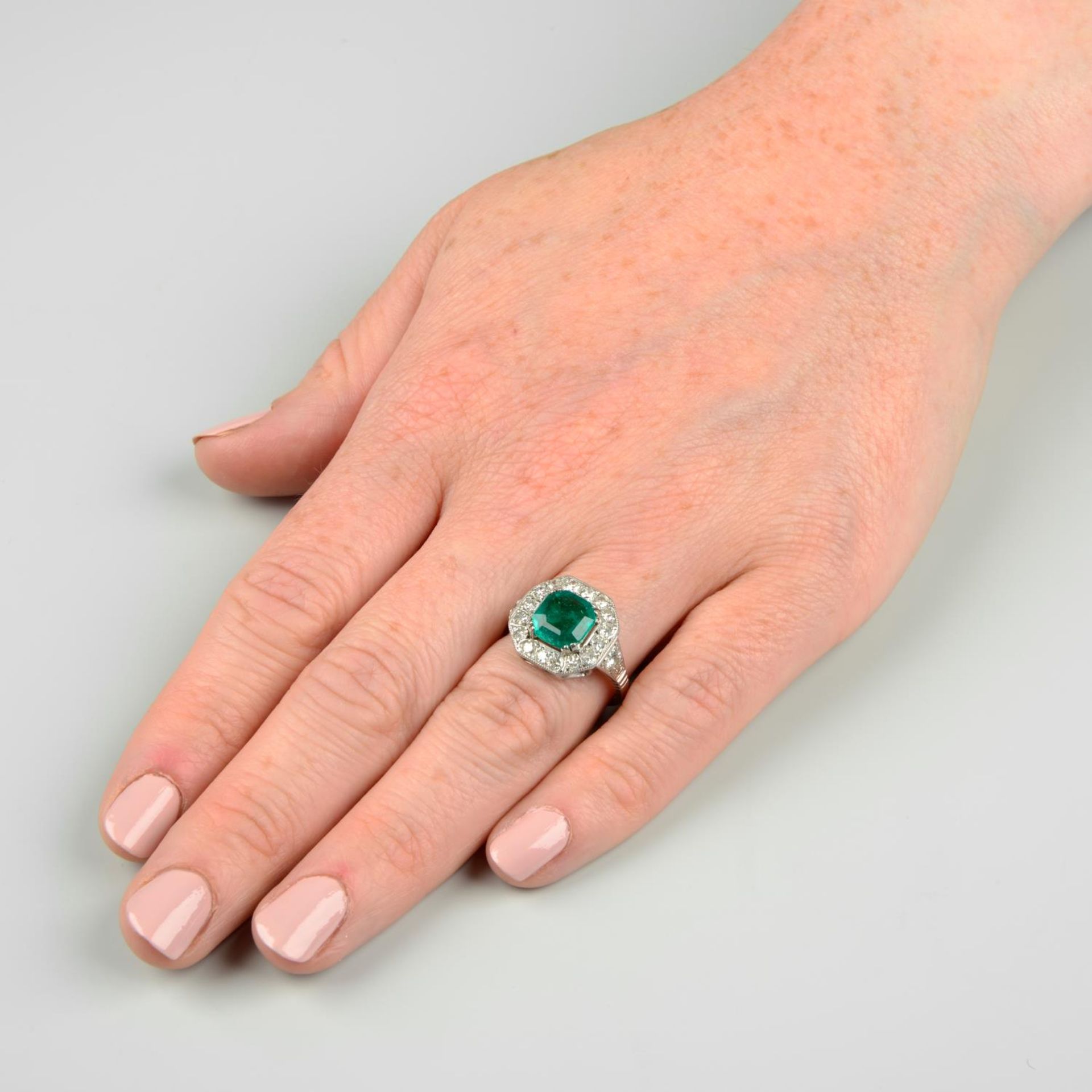 A Colombian emerald and diamond dress ring. - Image 3 of 7
