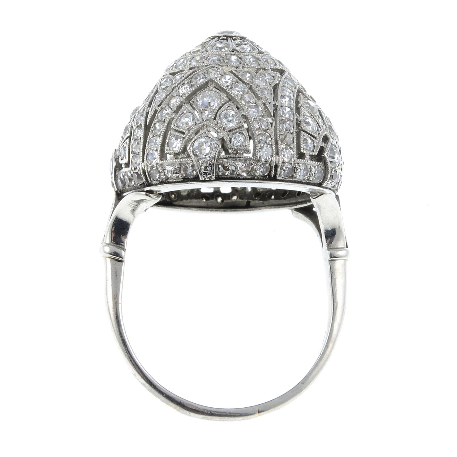 A mid 20th century platinum diamond cocktail ring. - Image 6 of 6