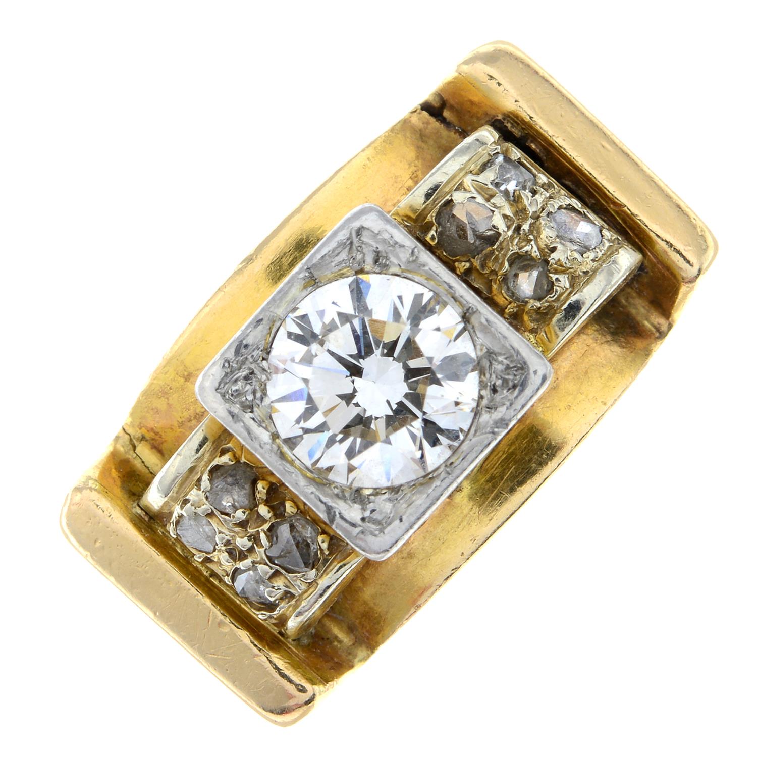 A mid 20th century 18ct gold and platinum diamond dress ring.Principal diamond estimated weight - Image 2 of 6